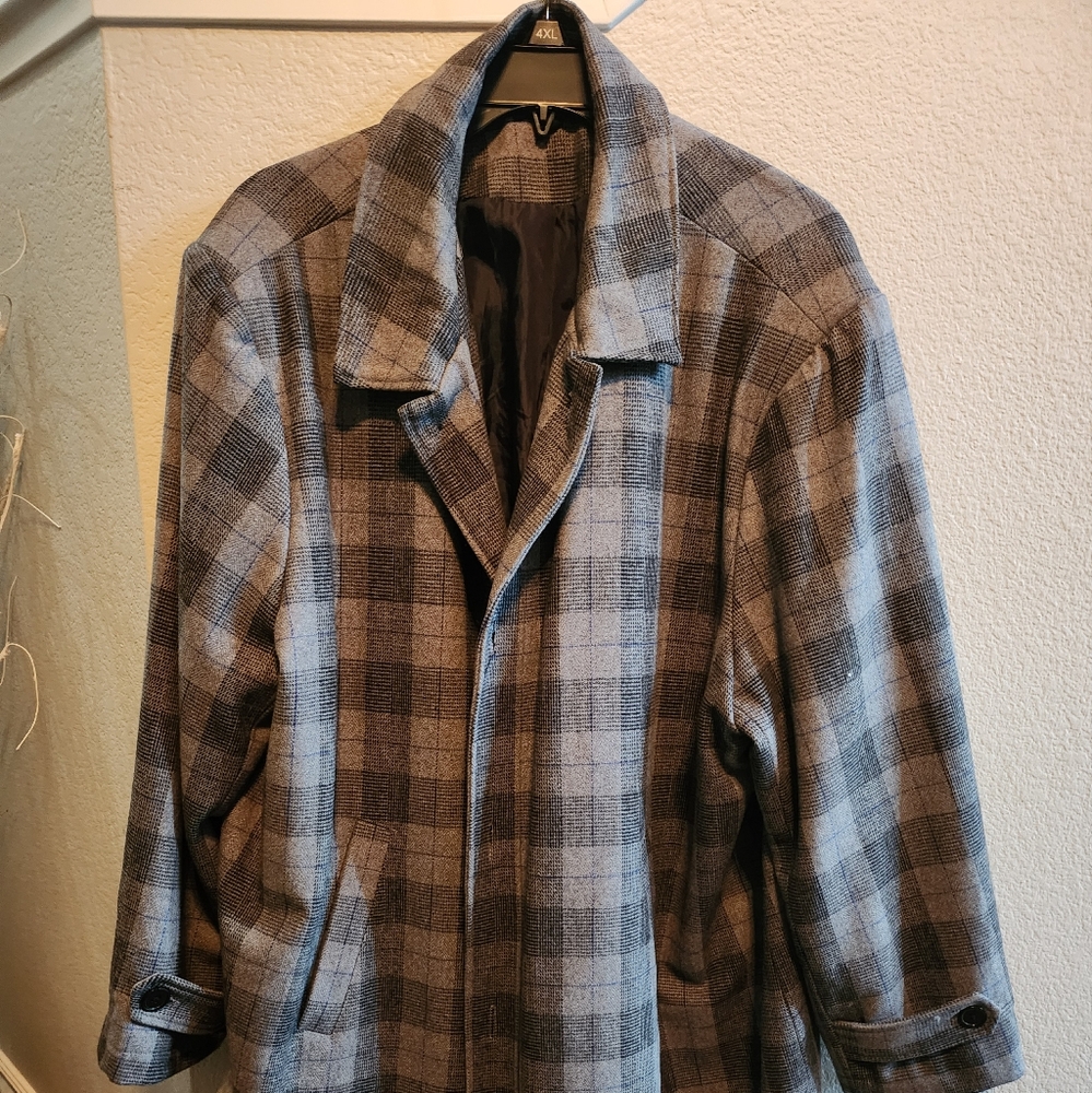 Men's Gray Plaid long Coat
